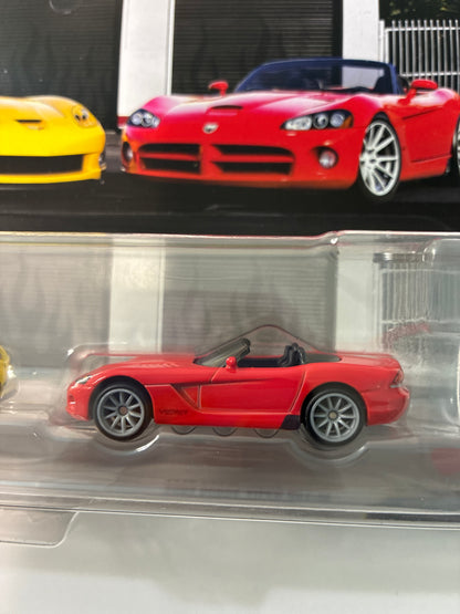 Hot Wheels 1/64 Car Culture Premium 2 Pack 2012 Corvette Z06 & 2003 Dodge Viper SRT-10 - JHW54