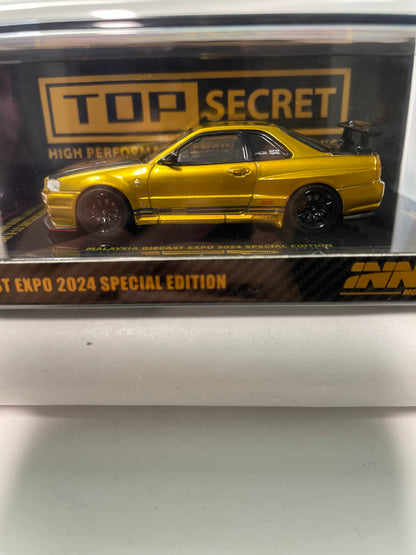 Inno64 1/64  Nissan Skyline GT-R (R34) Top Secret Malaysia Diecast Expo 2024 Special Edition Gold
