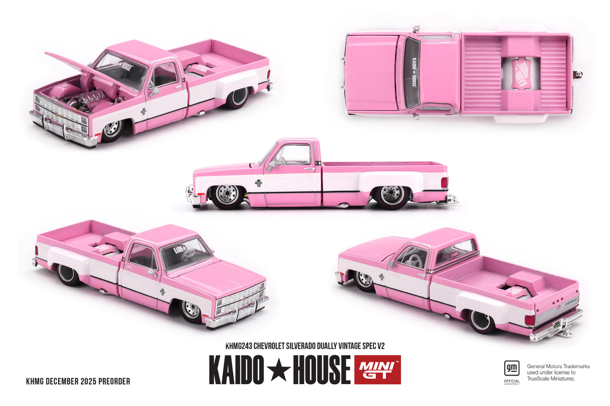 Mini GT x Kaido House 1/64 Chevrolet Silverado Dually Vintage Spec V2 Pink - KHMG243