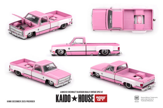 Mini GT x Kaido House 1/64 Chevrolet Silverado Dually Vintage Spec V2 Pink - KHMG243