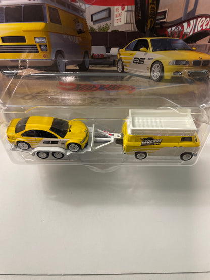 Hot Wheels 1/64 Car Culture Team Transport BMW M3 w/ HW Rally Hauler Yellow & White - JMF93