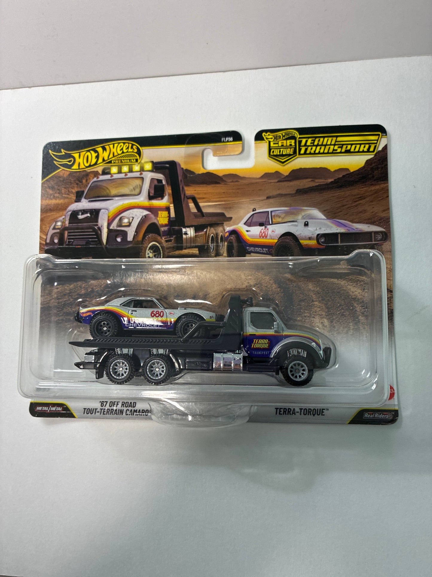 Hot Wheels 1/64 Car Culture Team Transport 2026 Mix L '67 Off Road Tout-Terrain Camaro & Terra-Torque Black - JHX93 - Damaged Box