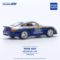 Pop Race 1/64 Porsche 997 RWB Rothmanns Blue