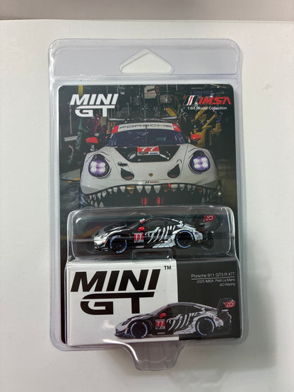 Mini GT 1/64 Porsche 911 GT3 R #77 2025 IMSA Petit Le Mans AO Racing Black & White - MGT01143-BL