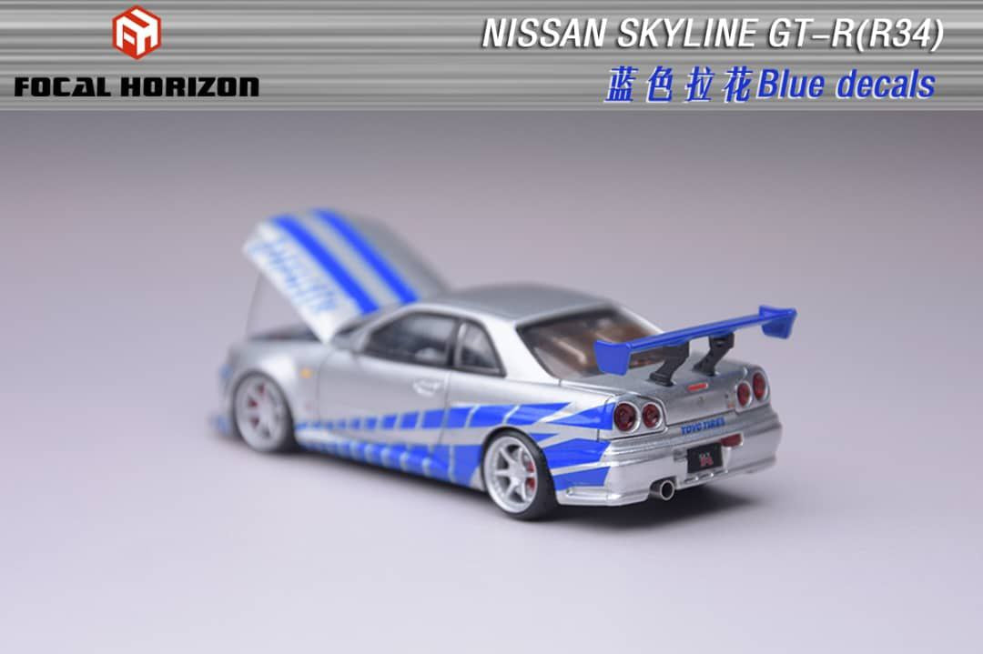 Focal Horizon 1/64 Nissan Skyline GTR R34 Silver & Blue