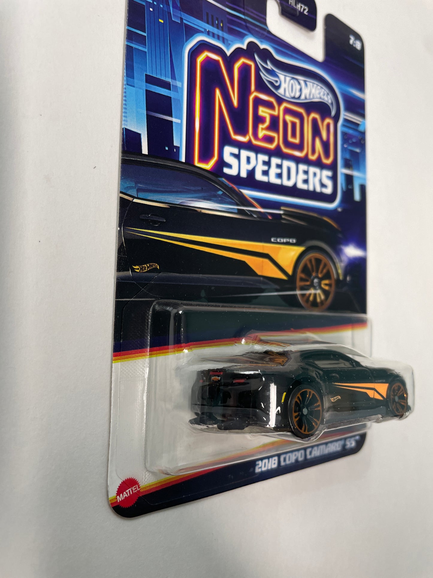Hot Wheels 1/64 Neon Speeders 2018 Copo Camaro SS Black & Orange