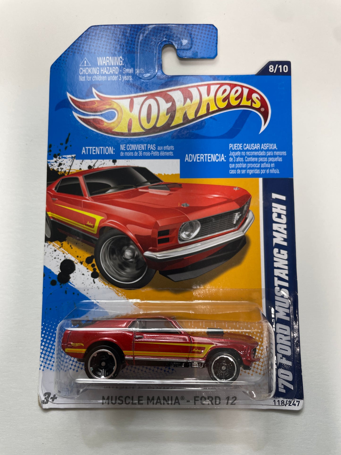 Hot Wheels 1/64 ‘70 Ford Mustang Mach 1 Red - Damaged Box