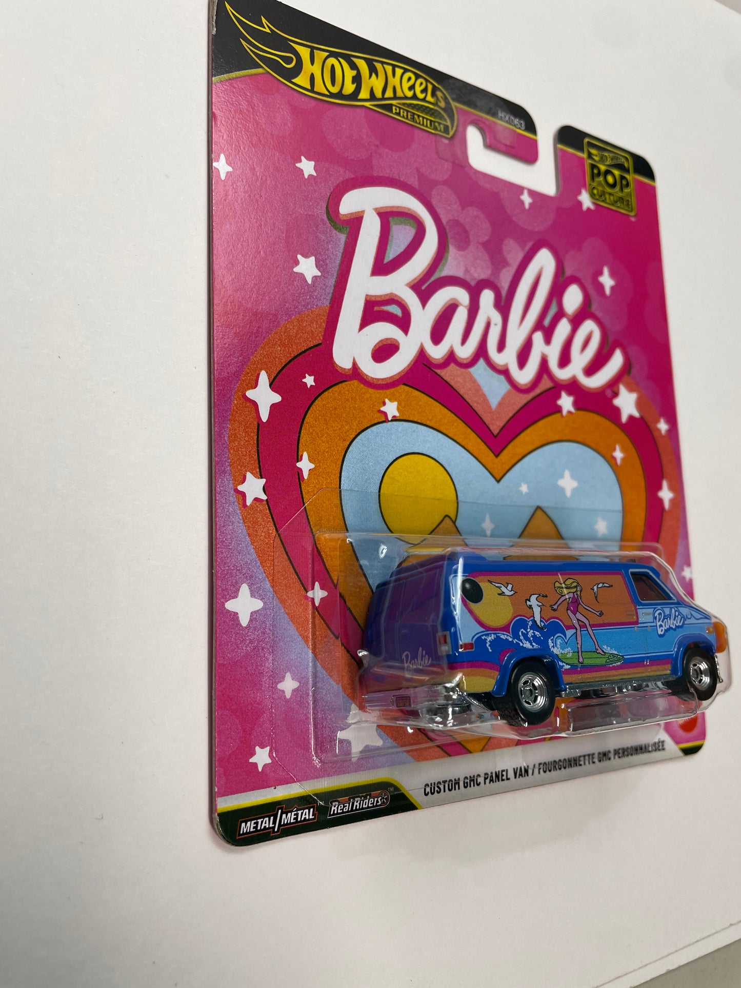 Hot Wheels 1/64 Pop Culture Barbie custom GMC Panel Van/ Fourgonnette GMC Personnalisee Blue - JHW98 - Damaged Box