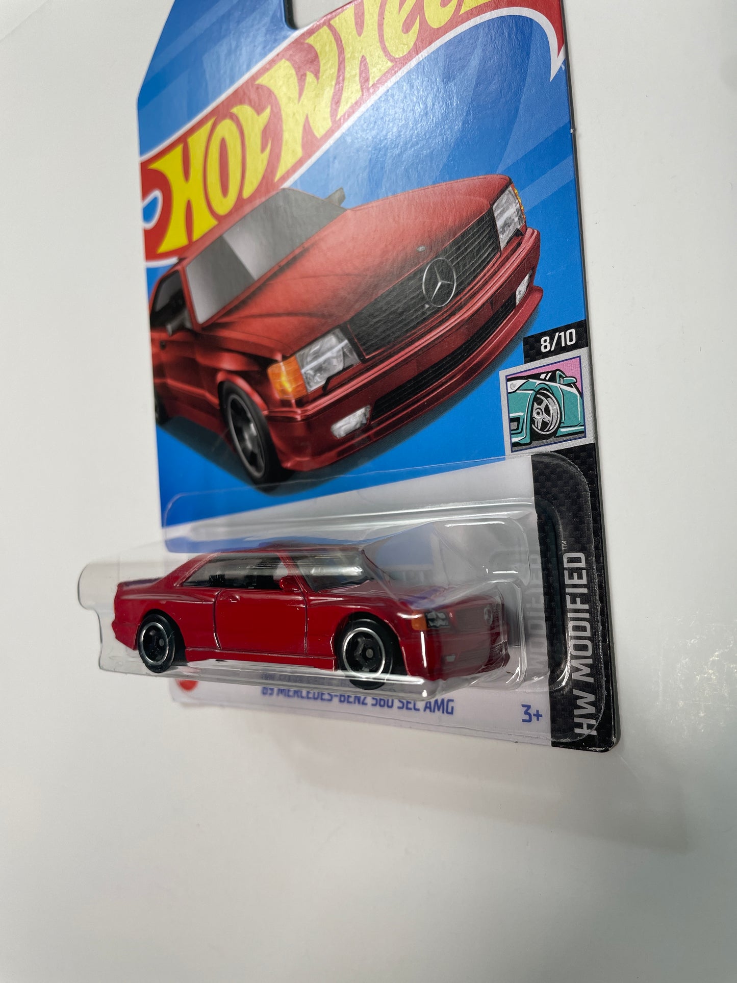 Hot Wheels 1/64 ‘89 Mercedes- Benz 560 Sec AMG Red - Damaged Card