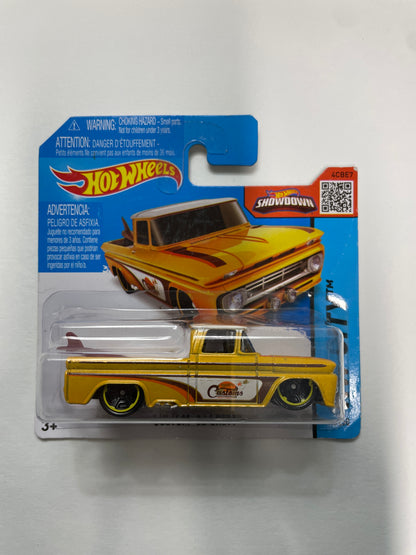 Hot Wheels 1/64 Custom ‘62 Chevy Short Card Yellow - Damaged Box