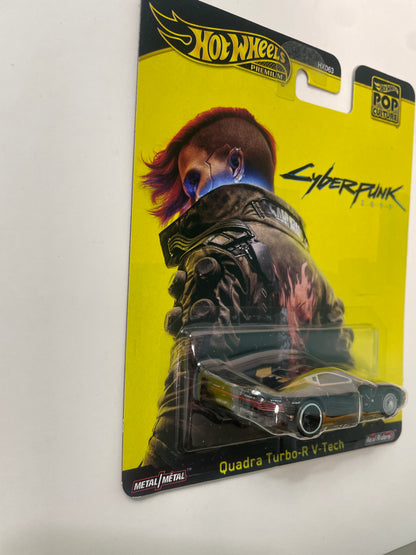 Hot Wheels 1/64 Pop Culture Cyber Punk 2077 Quadra Turbo-R V-Tech Black - JBL57 - Damaged Box