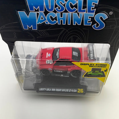 Muscle Machines 1/64 Liberty Walk 1999 Nissan Skyline GT-R R34 Red - Damaged Card