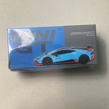 Mini GT 1/64 Lamborghini Huracán STO Blu Laufey Blue - Damaged Box