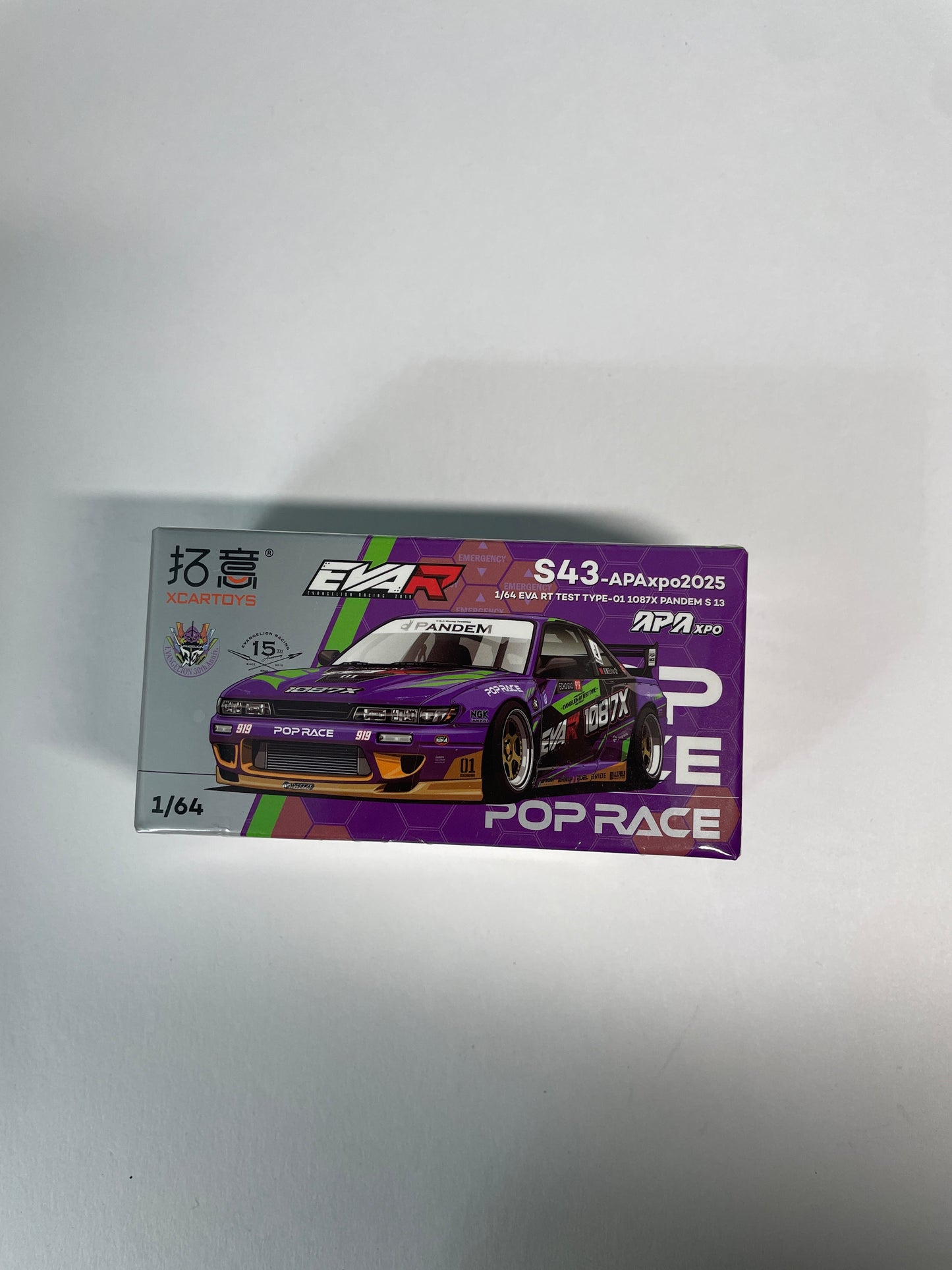 Pop Race 1/64 APA XPO 2025 Exclusive Model EVA RT Test Type-01 1087x Pandem Nissan Silvia (S13) - S43-APAxpo2025