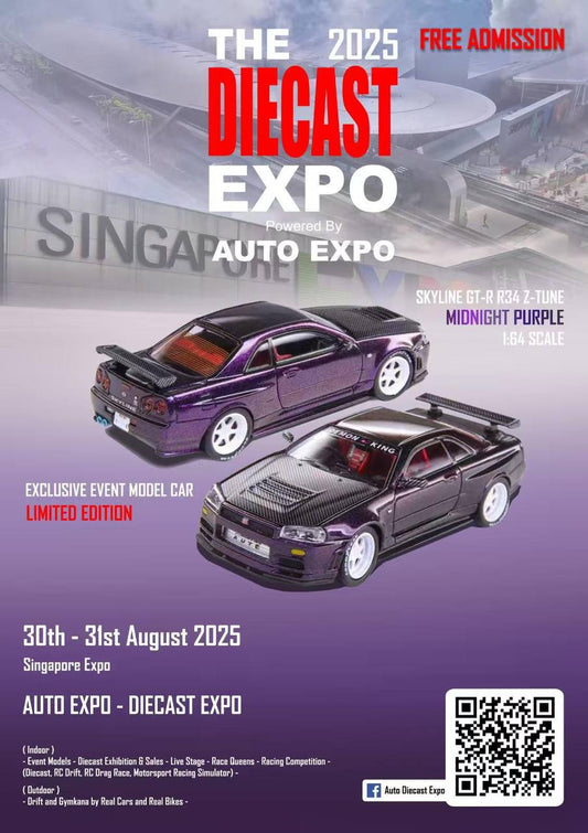 Demon King Auto 1/64 2025 Auto Expo Singapore Nissan Skyline GTR-R34 Purple