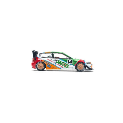 Pop Race 1/64 Pandem Honda Civic EG6 #14 Orange & Green