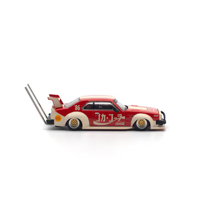 Pop Race x Tiny 1/64 Coca Cola Nissan Skyline C210 Kaido Racer (BOSOZOKU STYLE) Red - Pr64-0135