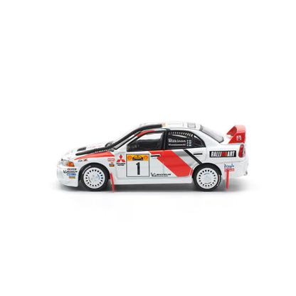 Pop Race 1/64 Mitsubushi Lancer Evolution IV Safari Rally Kenya 1998 #1 White & Red - PR64-0231