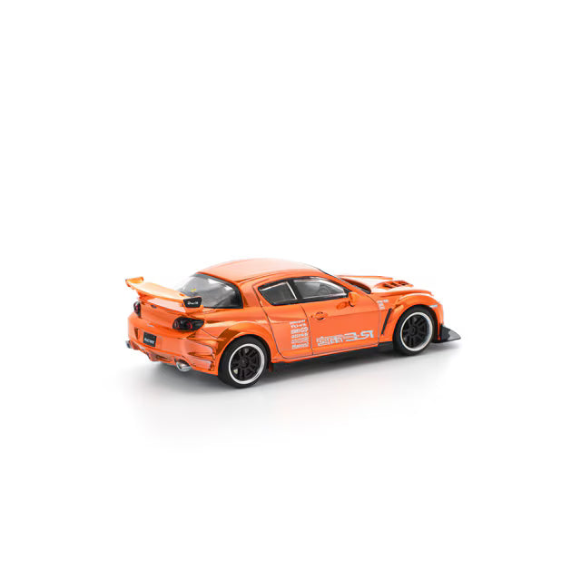 Pop Race 1/64 Mazda RX8 RE-Amemiya Widebody Chrome Orange - PR64-0281