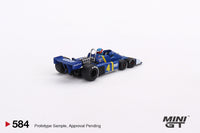 Mini GT 1/64 Tyrrell P34 #4 Patrick Depailler 1976 Swedish GP 2nd Place Blue