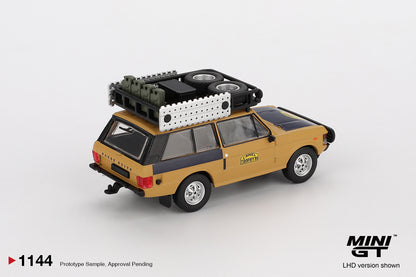 Mini GT 1/64 Range Rover 1981 Camel Trophy Sumatra C.Swoboda & K.Mentel Winner Yellow - MGT01144 - Damaged Box