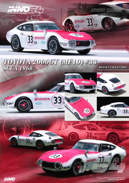 Inno64 1/64 Toyota 2000GT (MF 10) #23/ #33 SCCA 1968 Box Set Collection ( 2 cars) - IN64-2000GT-SCCA68-BS