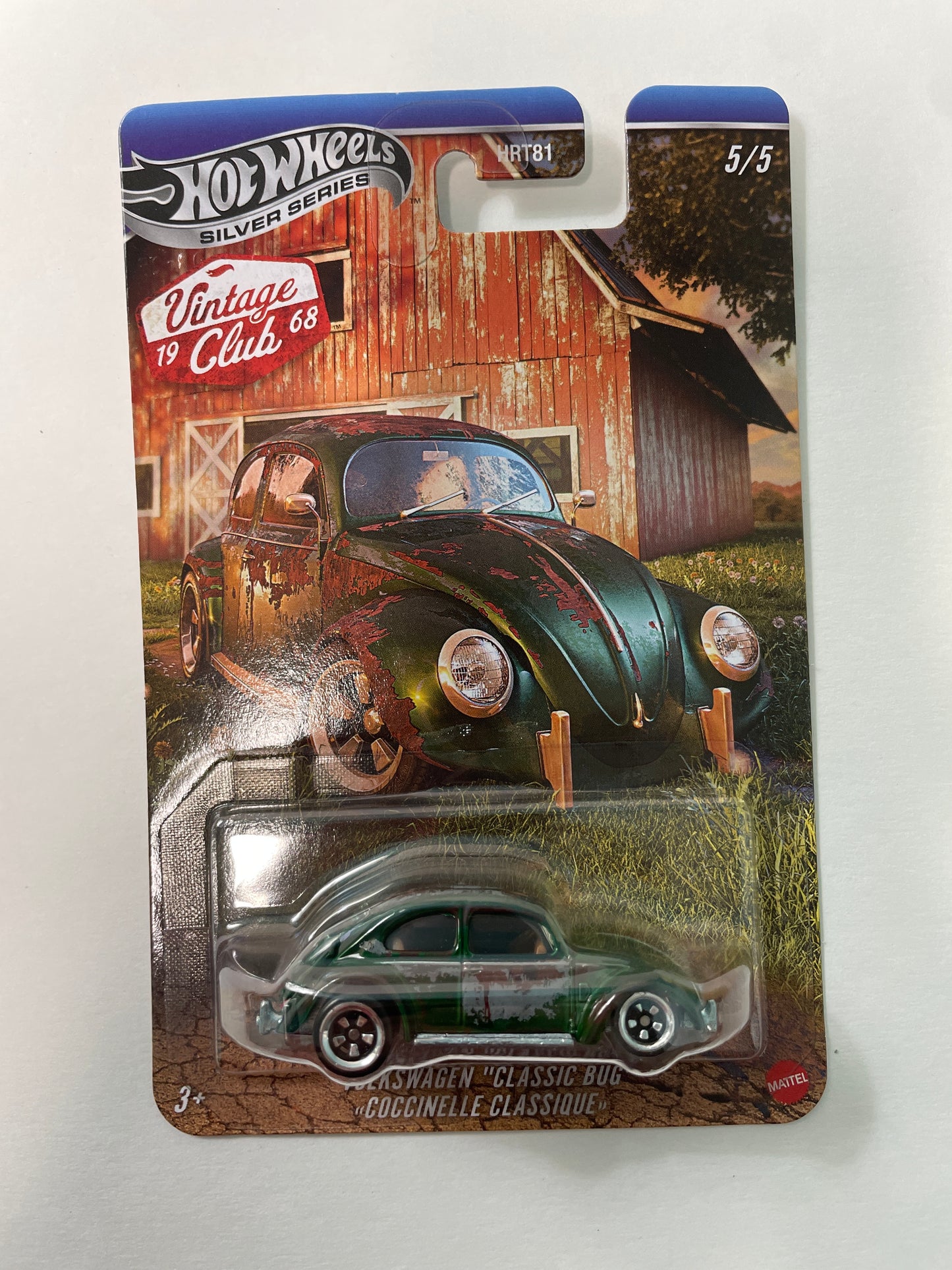 Hot Wheels 1/64 Silver Series Vintage 1968 Club Volkswagen "Classic Bug" Coccinelle Classique Green - JKY35