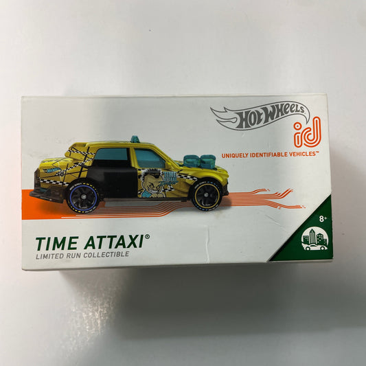 Hot Wheels Time Attaxi toy car packaging on a white background