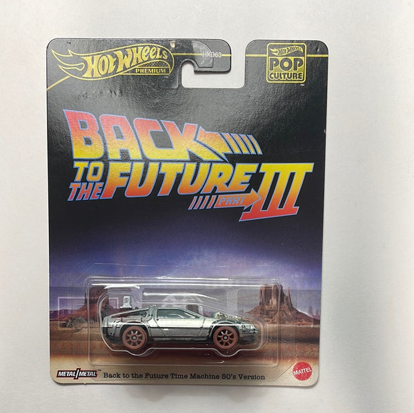 Hot Wheels 1/64 Pop Culture Back To The Future Part IIl Time Machine 50’s Version Silver Delorean