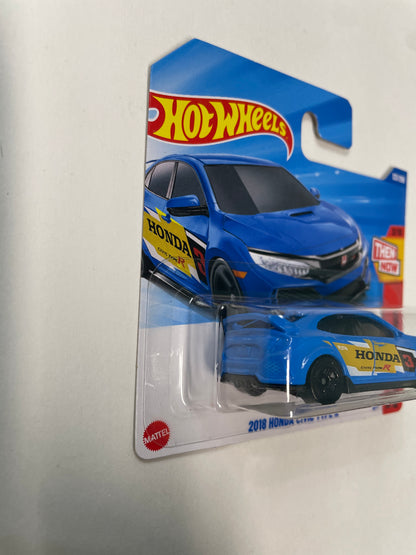 Hot Wheels 1/64 2018 Honda Civic Type R Short Card Blue - Damaged Box