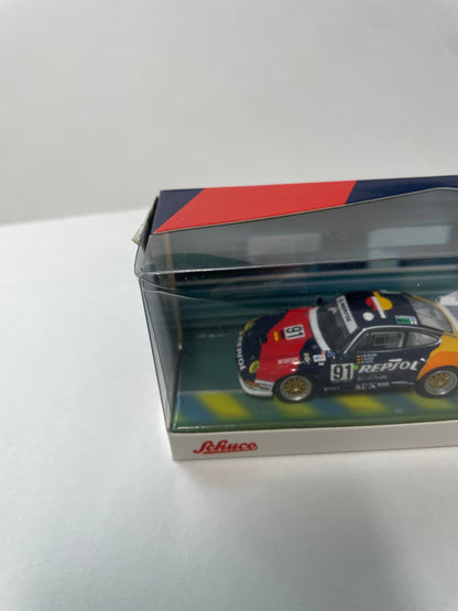 Tarmac Works x Schuco 1/64 Porsche 911 GT2 24h LE MANS 1995 #91 - COLLAB64 Blue - T64S-004-REP - Damaged Box