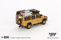 Mini GT 1/64 Land Rover Defender 110 1989 Camel Trophy Amazon Team Turkey Yellow