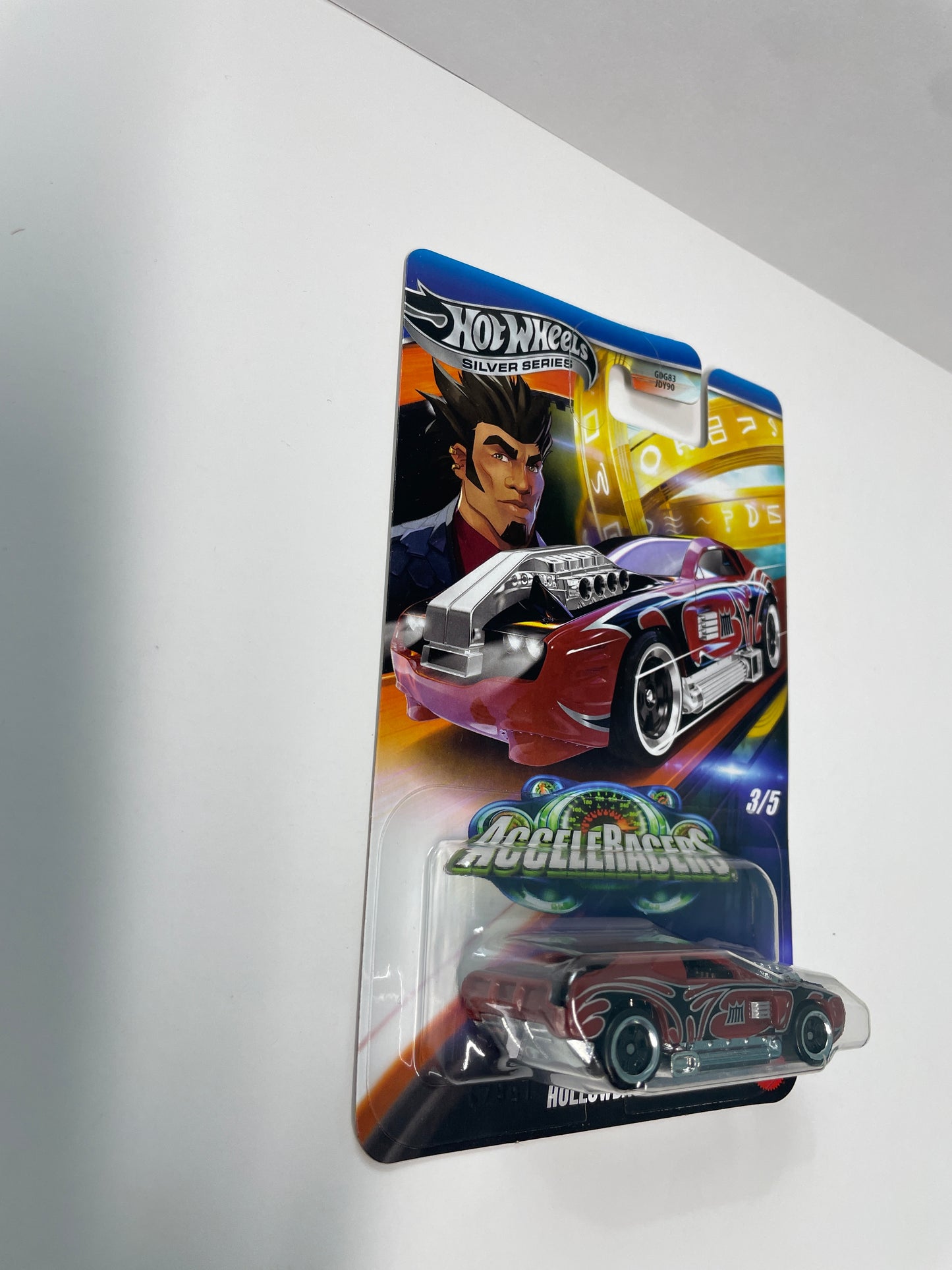 Hot Wheels 1/64 Silver Series Acceleracers Hollowback Metal Maniacs Red - JCB93 (Euro Card) - Damaged Box
