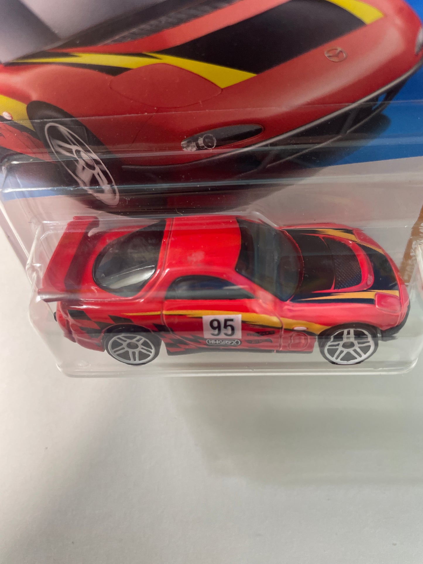 Hot Wheels 1/64 ‘95 Mazda RX-7 Drift/ Déraper Short Card Red - Damaged Box