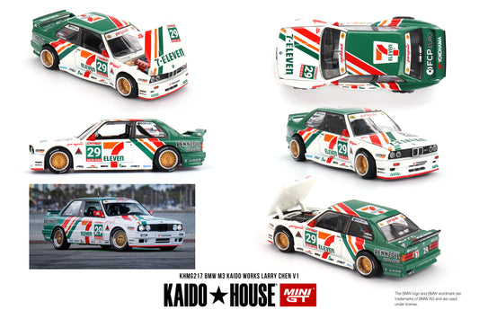 Mini GT x Kaido House 1/64 BMW M3 KAIDO WORKS LARRY CHEN V1 White & Green - KHMG217 - Damaged Box