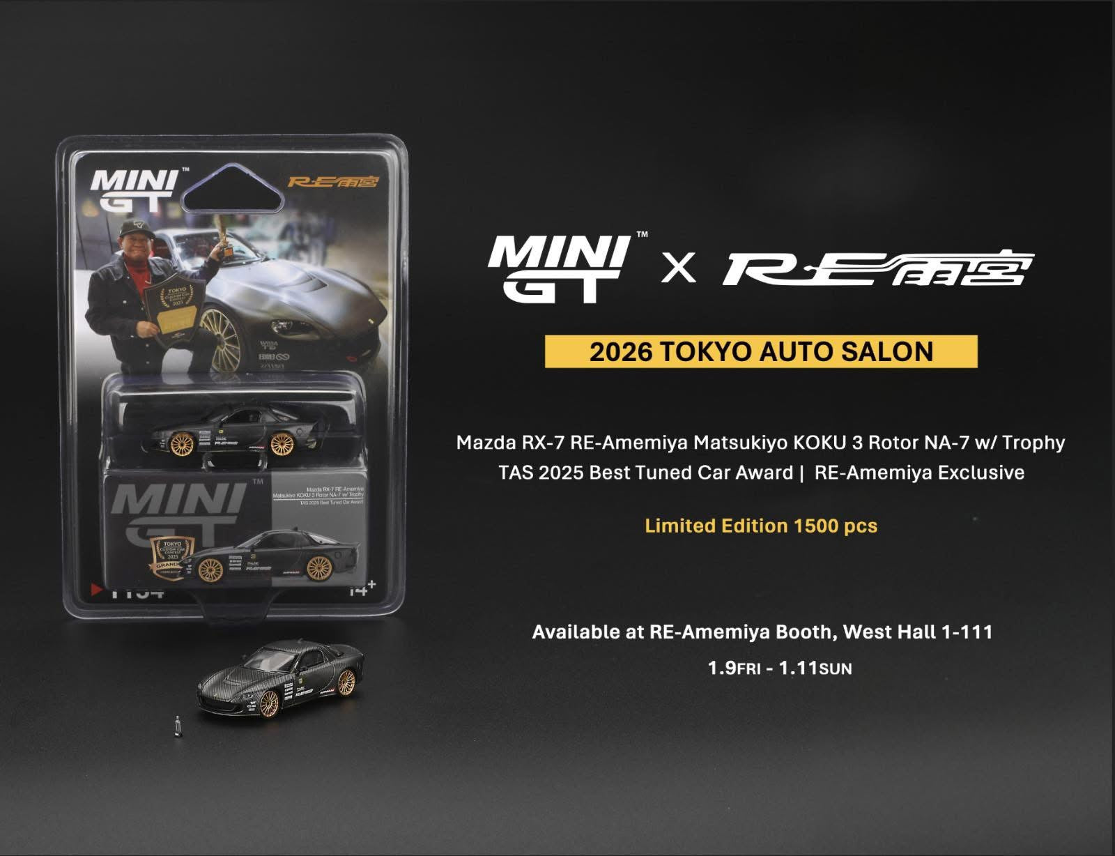 Mini GT 1/64 Tokyo Auto Salon 2026 Mazda Rx-7 RE-Amemiya Matsukiyo