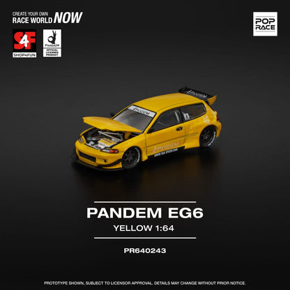 Pop Race 1/64 Philippine Manila Exclusive Pandem Honda Civic EG6 Yellow