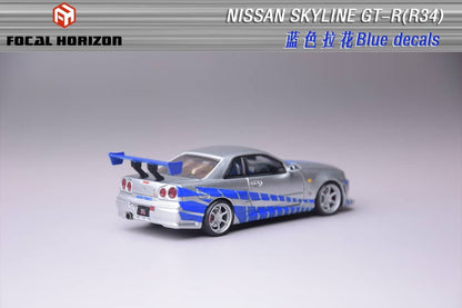 Focal Horizon 1/64 Nissan Skyline GTR R34 Silver & Blue