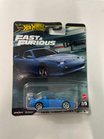 Hot Wheels 1/64 Fast & Furious 1996 Nissan 180SX Type X Blue - Damaged Card