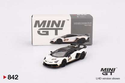 Mini GT 1/64 Lamborghini Aventador SVJ 63 Bianco Asopo White