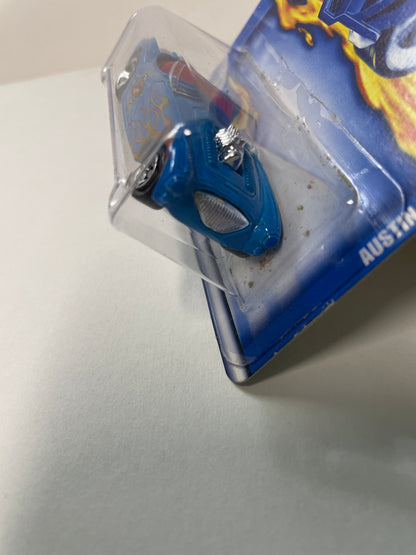 Hot Wheels 1/64 Austin Healey Blue - Damaged Car & Box (Read description)
