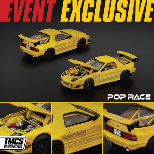 Pop Race 1/64 The  Model Car Show Malaysia 2025 Mazda RX7 FC3S RE-Amemiya Yellow