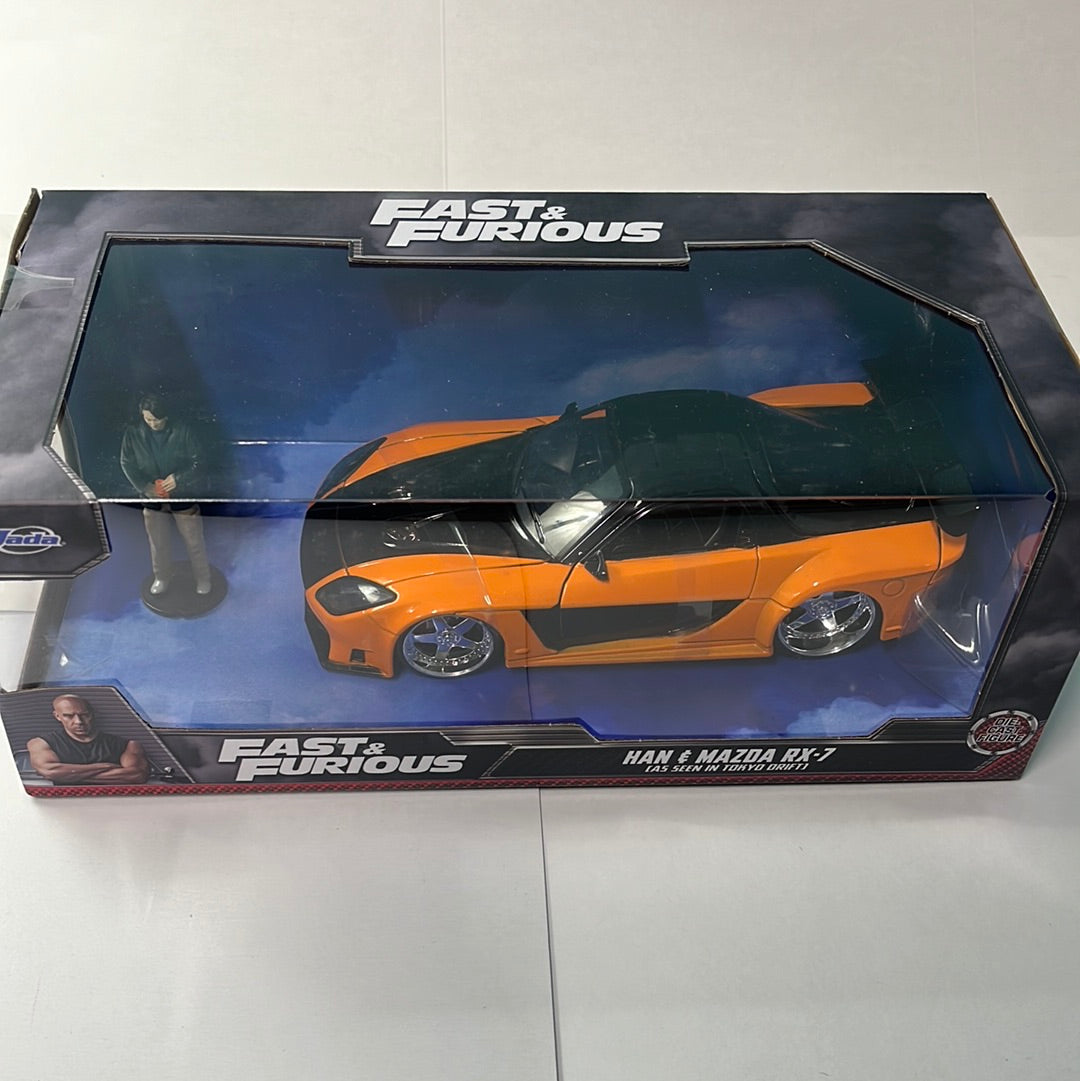 Jada 1/24 1995 Mazda RX-7 Widebody w/ Han Figure Tokyo Drift