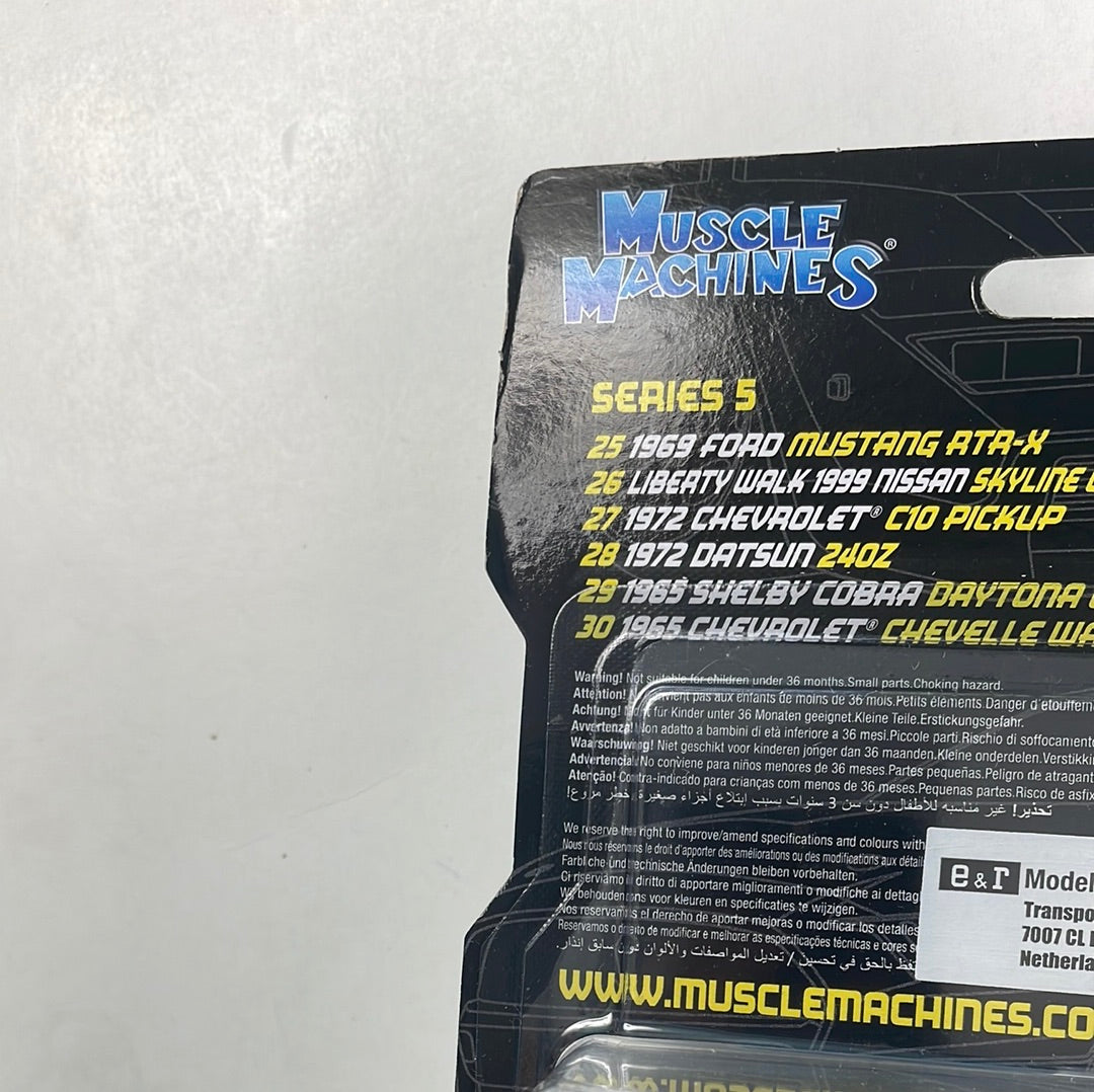 Muscle Machines 1/64 1972 Chevrolet C10 Pickup Blue & White - Damaged Card