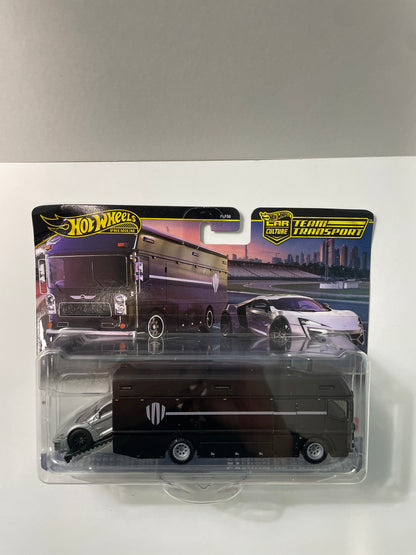 Hot Wheels 1/64 Car Culture Team Transport Lykan Hypersport & Euro Hauler Camion De Transport - JBM39 - Damaged Box
