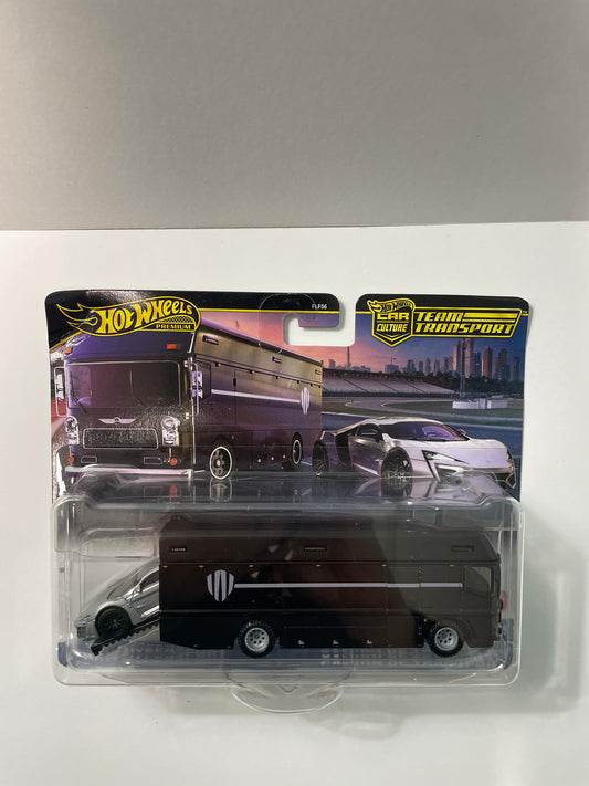 Hot Wheels 1/64 Car Culture Team Transport Lykan Hypersport & Euro Hauler Camion De Transport - JBM39 - Damaged Box