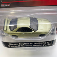 1/43 Hot Wheels Nissan Skyline GT-R ( BNR34) V.Spec II Nur w/ Nismo Parts Green - Damaged Box