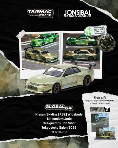 Tarmac Works 1/64 Tokyo Auto Salon Jonsibal Nissan Skyline (R32) Widebody Millennium Jade Global64 - T64G-061-MJ