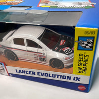 1/43 Hot Wheels Pull-Back Speeders Mitsubishi Lancer Evolution IX White