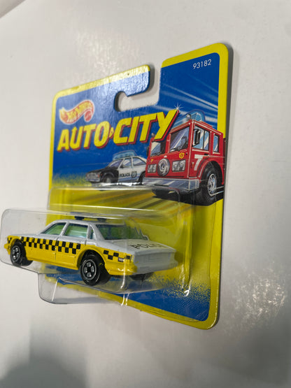Hot Wheels 1/64 Auto City Jaguar Taxi Police White & Yellow - Damaged Box